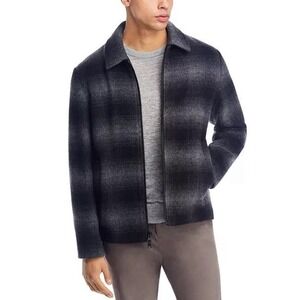 $695 VINCE Wool-blend Men's Tonal Plaid Zip-Front Jacket  Size M Made In Italy